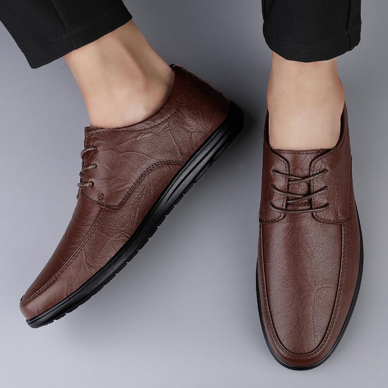Qualität Neue Herrenschuhe Atmungsaktive Flats Rutschfest Businessschuhe Mode Vielseitig Lederschuhe Lässig Komfort Männlich Niedrige Schuhe