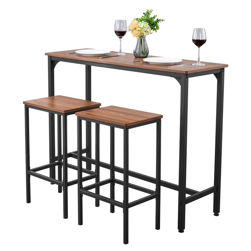 VEVOR Bar Table, 3PCS 1193.8mm Bars Tables Set, Bar Tables and Chair Set with Rounded Edge Design