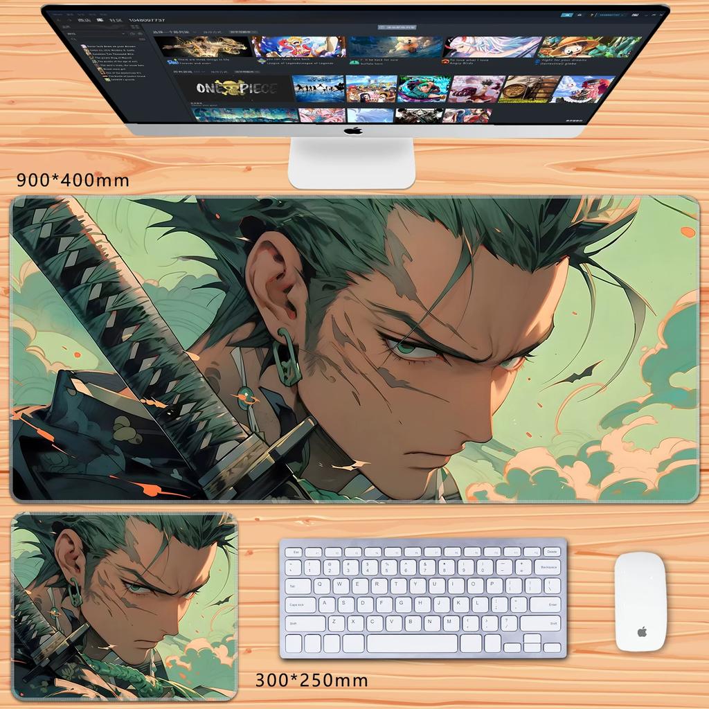 Oversized Chłopcy Anime Roronoa Zoro Dwuwymiarowy Duży Rozmiar Podkładka pod Klawiaturę do Gier Biurowa Podkładka pod Mysz Wysoka Rozdzielczość Anime ONE PIECE Skórzana Podkładka pod Mysz