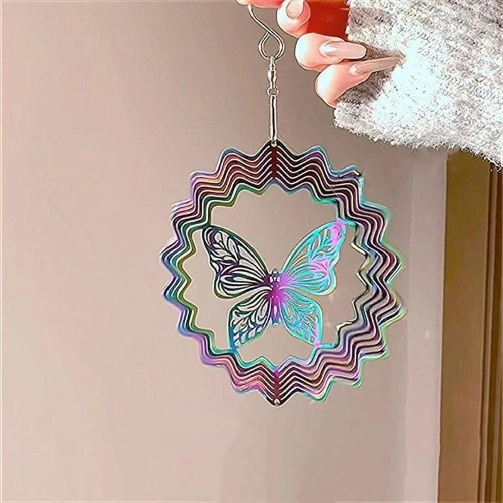 Colorful Wind Chime Pendant Gradient Wind Spinner Catcher Butterfly Hanging Ornaments  Living Room