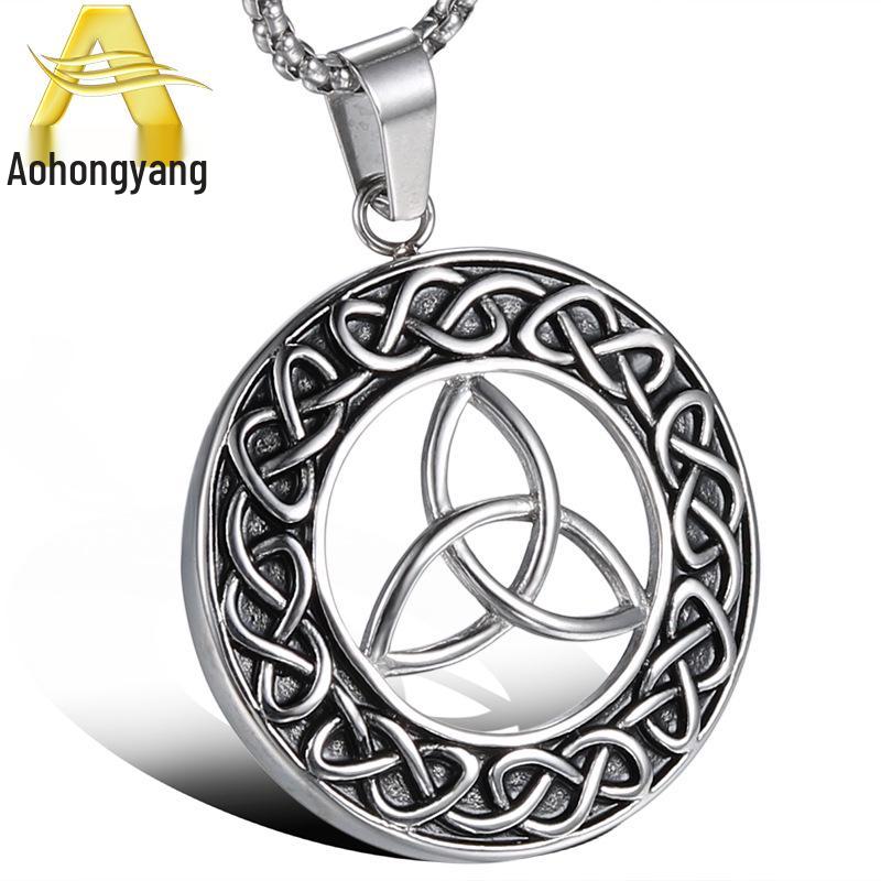 Retro Triangle Hollow Titanium Steel Pendant Necklace for Men - HC129
