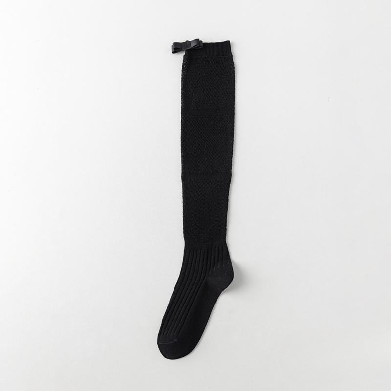 Ballet-style Calf Socks for Women, Thin White Thigh-high Socks for Spring and Summer, Breathable Mesh and Bow Pile Socks