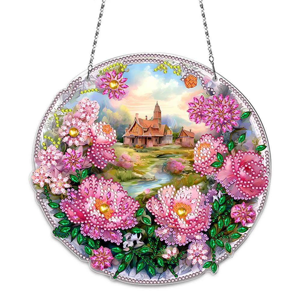 Acrylic 2D Flat DIY Special Shape Hanging Diamond Art Kits Rhinestone Diamond Art Window Pendants Home Wall Decoration Crafts