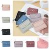 Square Leather Coin Purse Multifunctional Zipper Short Wallet Simple Hasp Wallet  Girls