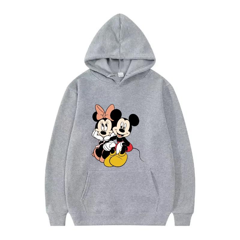Disney Mickey Mouse Pattern Woman Streetwear Loose Black Winter Tops Clothes Pullovers Ladies Cheap Y2k Hoodies Men Sweatshirts