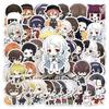 51pcs Chibi Bungo Stray Dogs Stickers - Japanese Anime Characters Collection (Akutagawa Ryunosuke, Mafia Guka) with Storage Box for DIY Decor