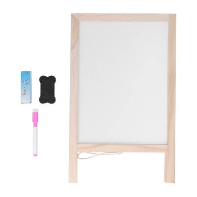 Cavalletto per bambini, pieghevole, bifacciale, in piedi, grande, per dipingere, struttura in pioppo, in legno