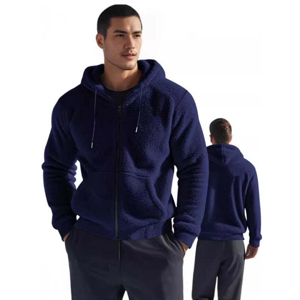 2025 Amerikanischer Stil Herbst/Winter Jacke Herren Dick Warm Doppelseitige Fleecejacke Lockerer Reißverschluss Cardigan Lässige Kapuzenjacke