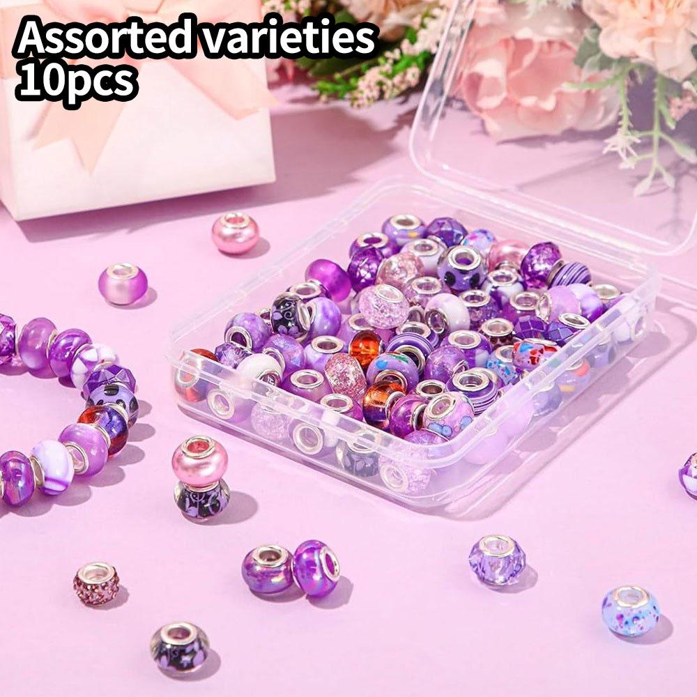 

10/30/50 шт., бусины из фиолетовой смолы с большими отверстиями, европейские бусины для браслетов, изготовление ювелирных изделий, объемные поделки, браслеты, ожерелья для ног 10pcs