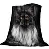 Black Cat with Hair Mystery Flannel Blanket for Bed Sofa Portable Soft Throw Blankets Plush Bedspreads for Bedroom Sofa Couch