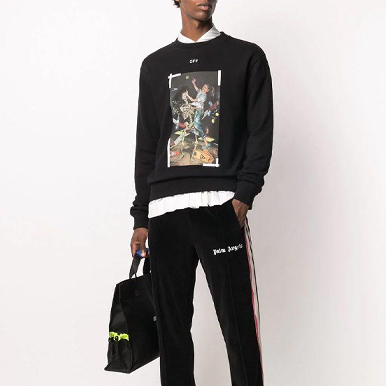 OFF WHITE FW20 Sweatshirts Men's Black Crew Neck Moderate Regular OMBA025F20FLE0121001