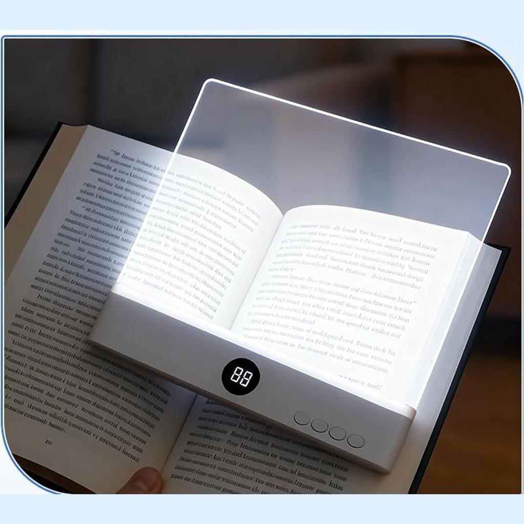 Luz de Leitura Plana LED 3W 3 Temperaturas de Cor Dimerizável Contínuo Painel Transparente Luminária de Placa com Temporizador para Leitura Noturna