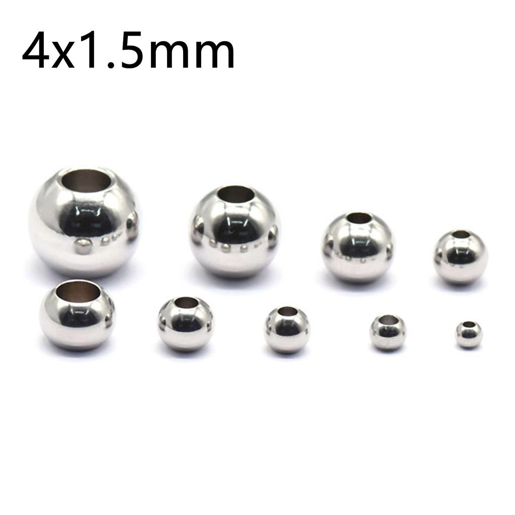 50 Piece 304 Stainless Steel Loose Spacer Beads Charms Silver Color Round Ball Beads For Jewelry Making Diy Necklace Findings
