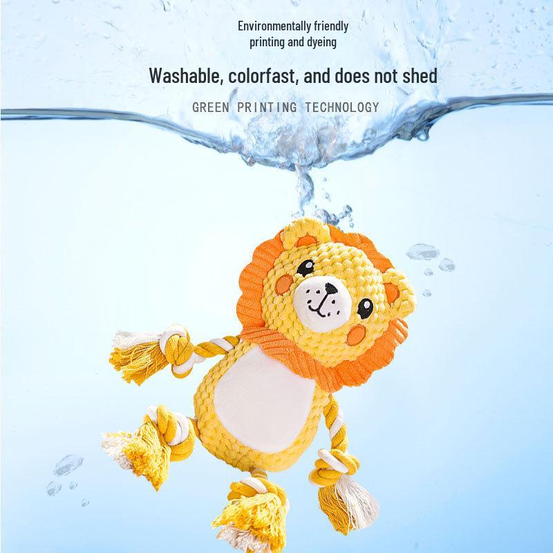 Bite-Resistant Plush Dog Toy: Lion & Hippo Molar Chews To Relieve Pet Boredom