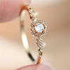 White Zircon Small Round Stone Square Thin Rings For Women Vintage Trendy Gold Color Ring Wedding Jewelry Mother's Day Gifts