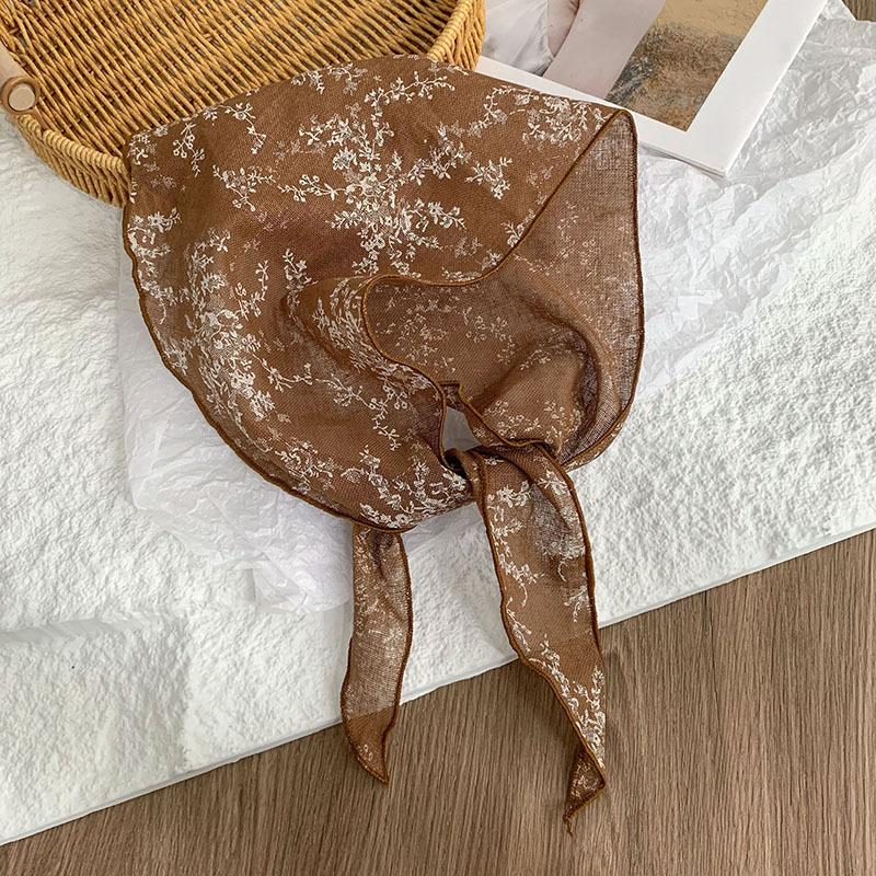 Triangle scarf scarf women's fashion decorative small scarf versatile silk scarf high-end floral headscarf summer women's pastoral headband
