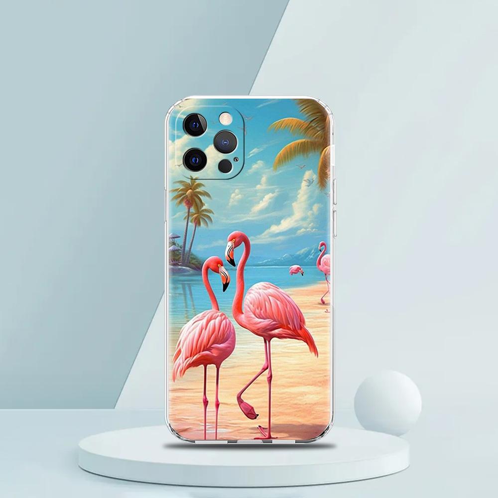 

Flamingo Soft TPU Transparent Phone Case Cover for iPhone 16 15 14 13 12 11 Pro Max XR 8 7 Plus XS Max Shell Fundas Capas Bags iPhone 8 7 Plus