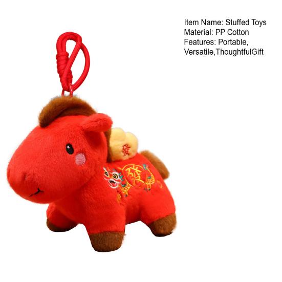 Pluszowa Lalka Konia Brelok Chiński Znak Zodiaku Rok Konia Pluszak Maskotka Noworoczna Ozdoba na Szczęście Błogosławieństwa