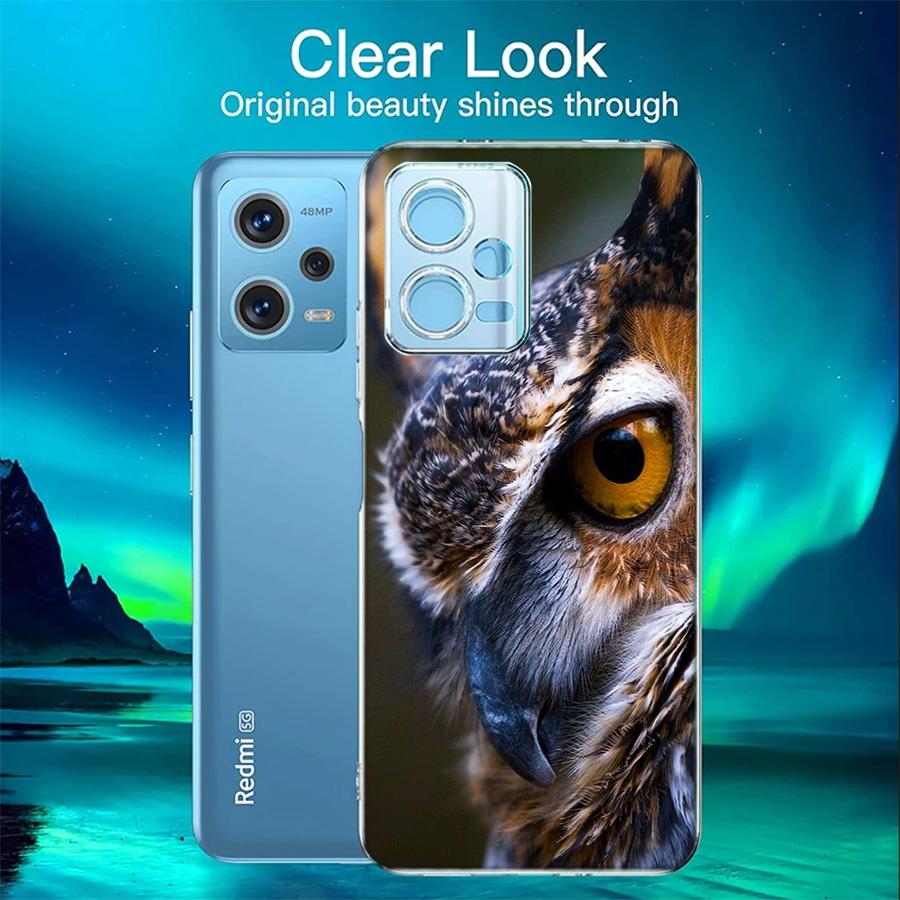 Snow Cute Owl Animal Cover Case For Xiaomi Redmi Note 12S 12 11 Pro Plus 11T 11S 10 5G 10S 9 9T 9S 8 8T 7 5 Pro TPU Phone Clear