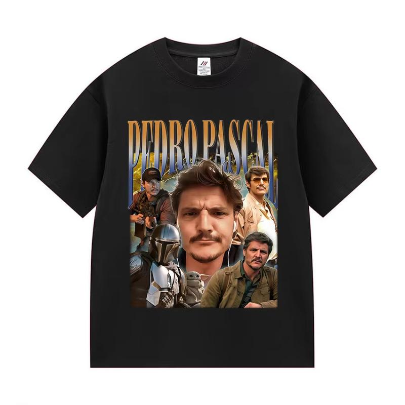 Actor Pedro Pascal Movie Graphic T Shirt Unisex's Retro High Quality Fashion Clothing T-shirts Unisex Cotton Oversized T-shirt Tops