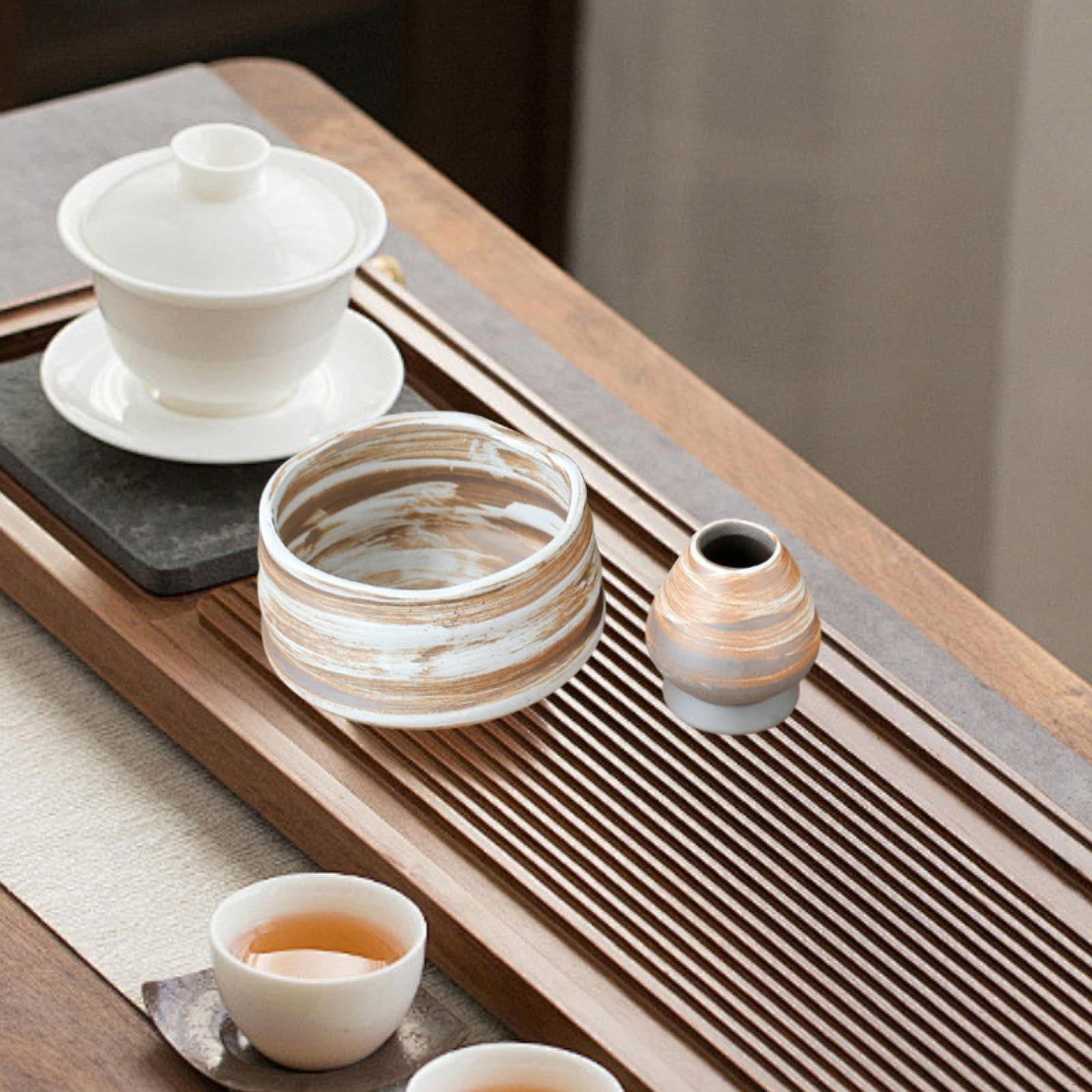 

Елегантний набір чаш для матчу з тримачем для віночка - Головне для домашньої чайної церемонії білий