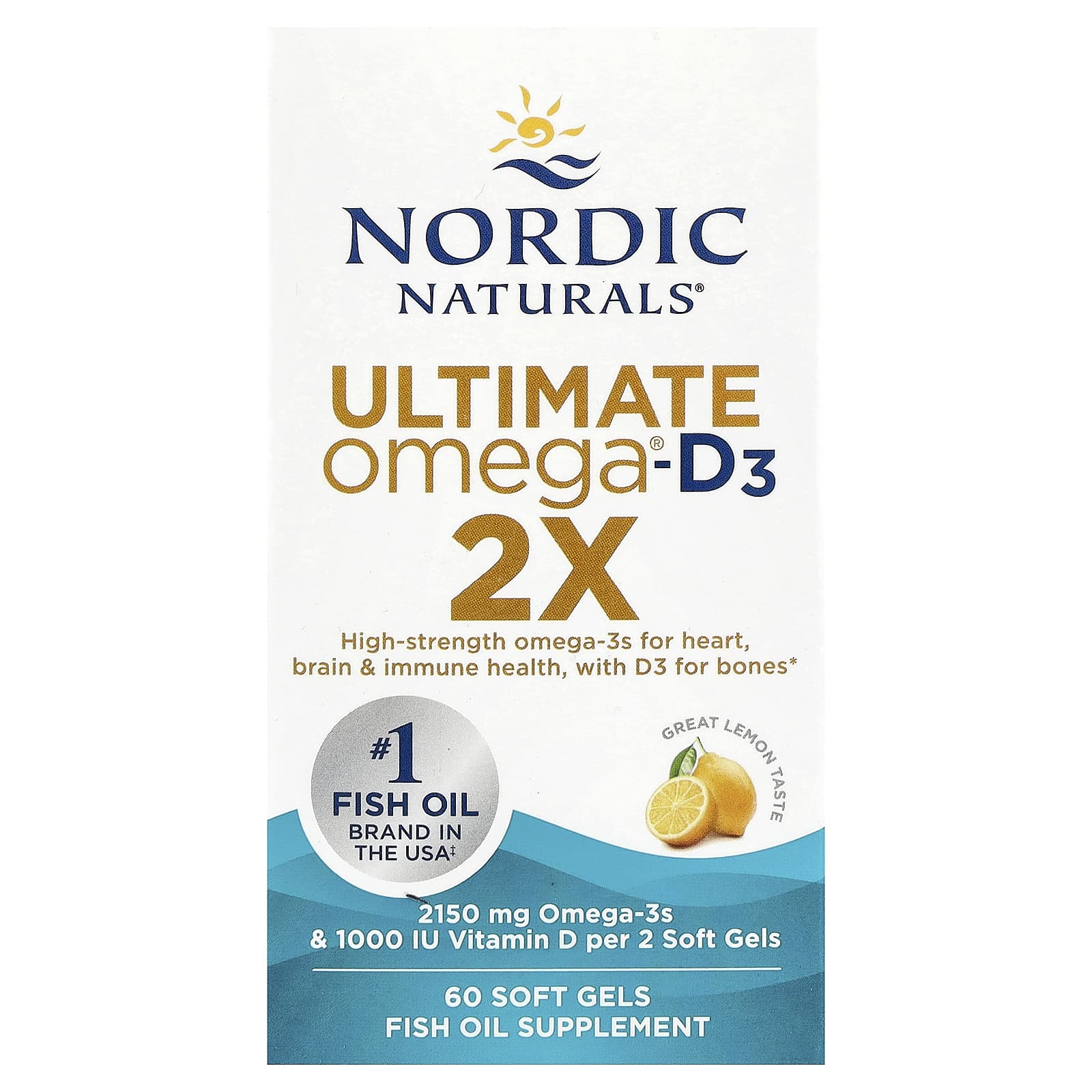 

Ultimate Omega®-D3 2X, Great Lemon Flavor, 60 Softgels