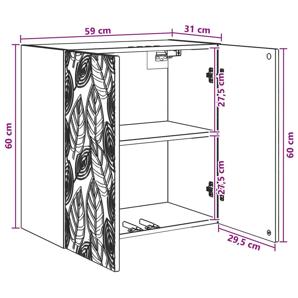 Wall Mounted Cabinet In Reclaimed Wood Look 59 X 31 X 60 Cm Engineered Wood