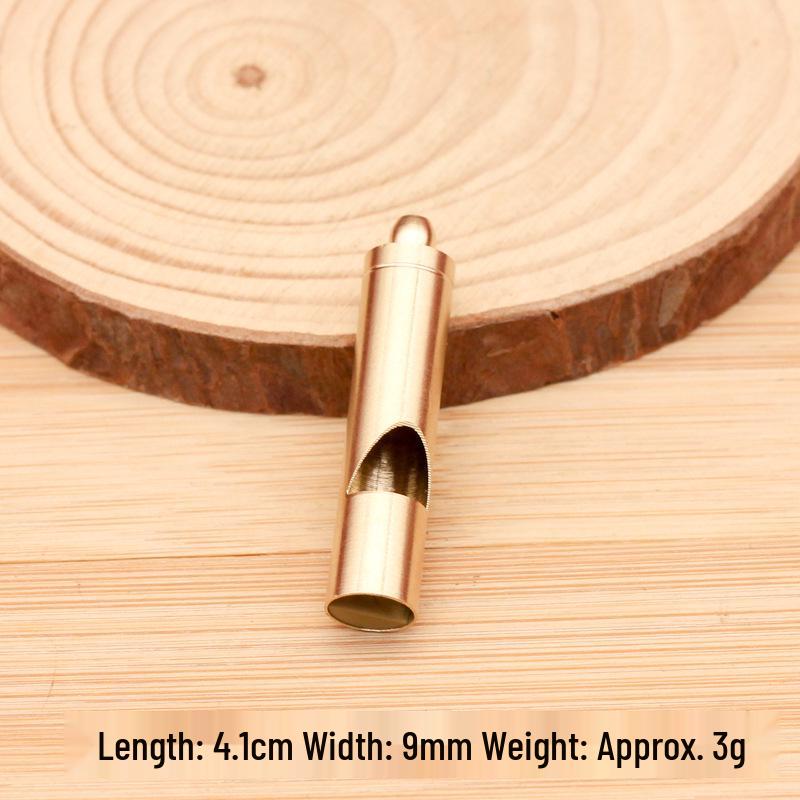 Handmade Brass Survival Whistle Keychain Pendant - Retro Yellow Pure Copper EDC Tool