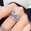 Huitan Aesthetic Bowknot Shaped Ring for Women Party Wedding Fancy Finger Accessories  Versatile Jewelry Inlaid Shiny CZ