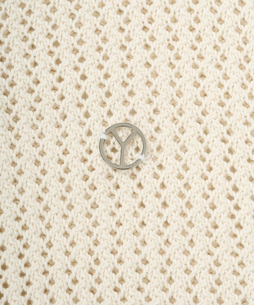 OHY Metal Logo Net Half Polo Knit-Ivory