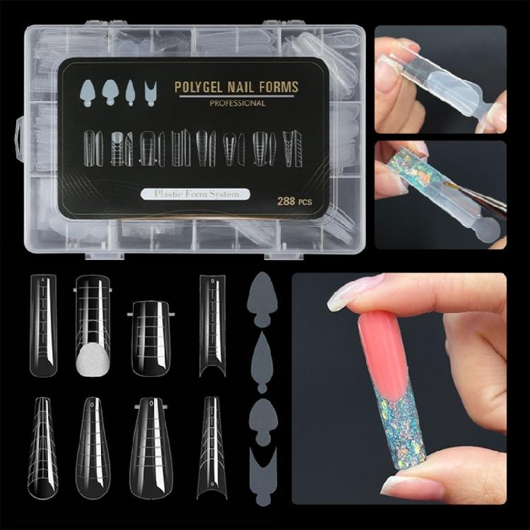 288 Pcs Nail Forms Set Nail Extension Molds Nail Forms Manicure Supplies