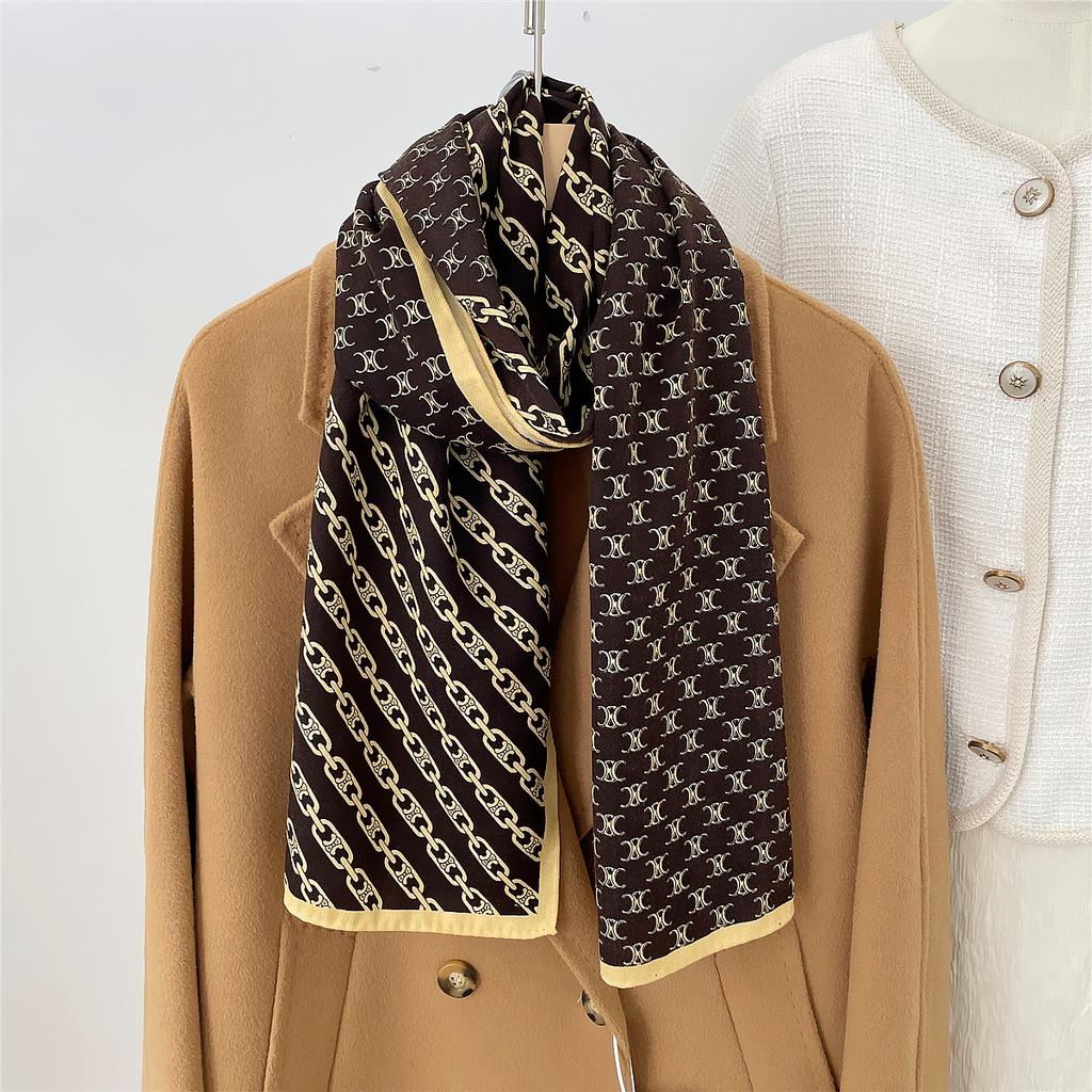 160X33Cm New Winter Thicken Silk Cashmere Scarf Women Hand Rolled Shawls Print Long Scarves Wrap Bandana Big Hijabs Female