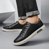 Fashion Men's Genuine Leather Sneakers Casual Fashion Walking Shoes Comfortable Lightweight Skate Shoes for Men Breathable Men Flats