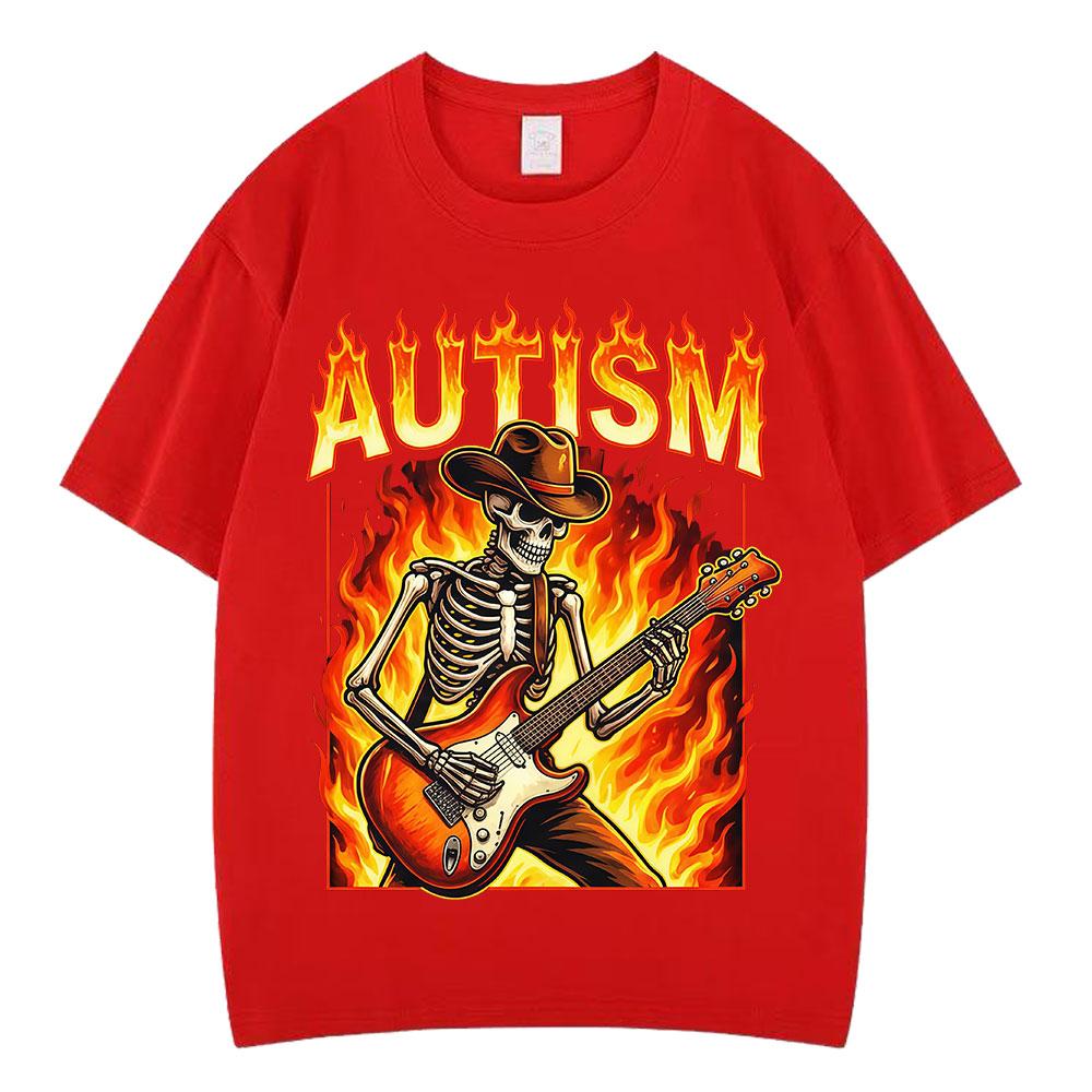 

Autistic Autism Funny Skeleton Meme Explosion Tshirts Men Women Vintage Short Sleeves Tshirt Cotton Casual Oversized T Shirts S