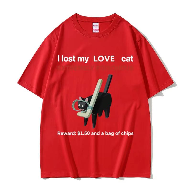 I Lost My Love Cat Funny Black Cat Meme Tshirts Unisex Women Casual Cotton Vintage Short Sleeve Tshirt Oversized T Shirts Unisex S