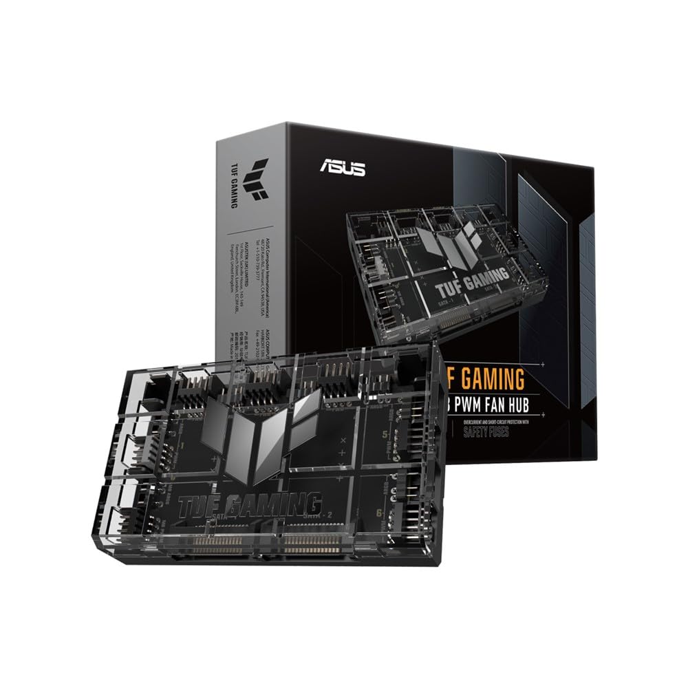 

ASUS TUF Gaming ARGB PWM Fan Hub PWM та ARGB Control Підключення до 6 корпусних вентиляторів Синхронізація охолодження та світлових ефектів TUF GAMING ARGB PWM FAN