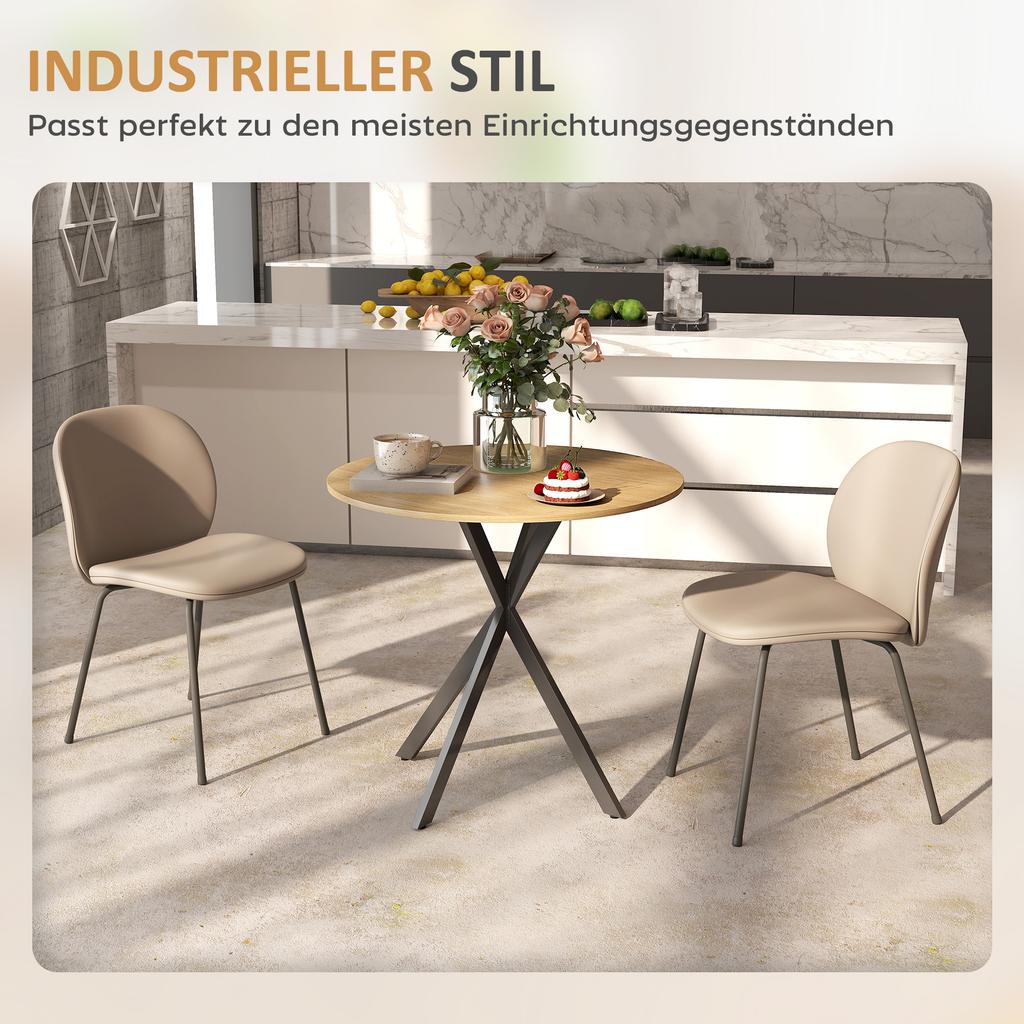 Tavolo da pranzo rotondo industriale da 80 cm - Quercia Bianca