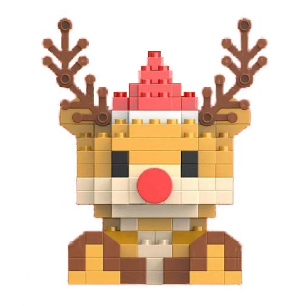 2pcs Santa Claus Figure Assembling Bricks Reindeer Puzzle Christmas Doll Ornament  New Year Gift