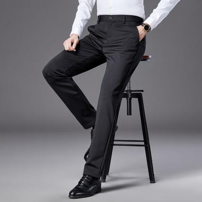 Yousheng Pantalon de costume élastique pour homme Pantalon fin à jambe droite Résistant aux plis Sans repassage Pantalon d'affaires pour bureau Tenue formelle Rendez-vous