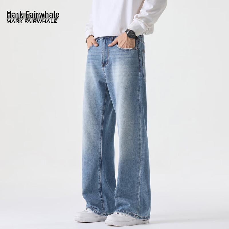 Mark Fairwhale Men's Vintage Light Blue Loose Straight Jeans