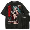 Cyberpunk Cotton T-shirt Men Women Washed Hip Hop Heavyweigh Streetwear Oversized Hip Hop Y2k Harajuku Short Sleeve Female Male Clothing