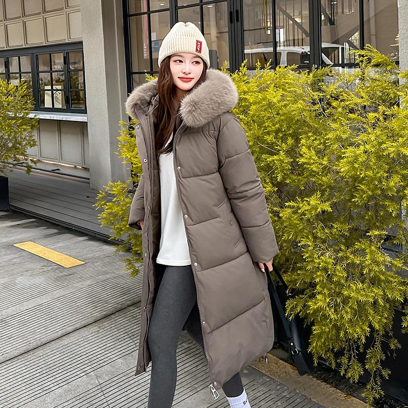 Cotton clothes women's short models, new winter loose hooded fur collar thickened warm medium and long bread clothes jacket