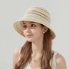 Hollow Out Knitted Bucket Hat Temperament Sun Protection Cap Colorful Striped Fisherman Hat  Spring