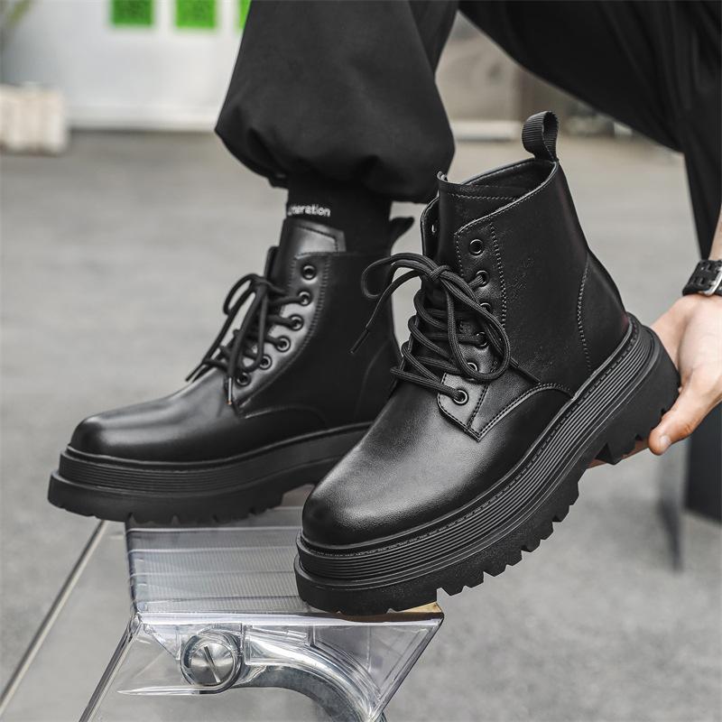 Platform short boots men's 2024 new thickened versatile high-top locomotive boots sleeve knight chimney boots 56734-J