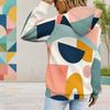 Women Plus Size Off White Printed Long Sleeve Drawstring Hoodie With Kangaroo Pocket