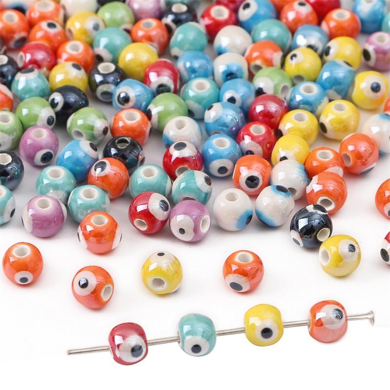 

10 шт. ручная работа керамические фарфоровые бусины от сглаза шарм разделители свободные бусины для изготовления ювелирных изделий своими руками серьги браслет брелок аксессуары 6mm