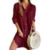Autumn Casual Long Sleeve Lapel Button Shirt Dress Women's Clothing