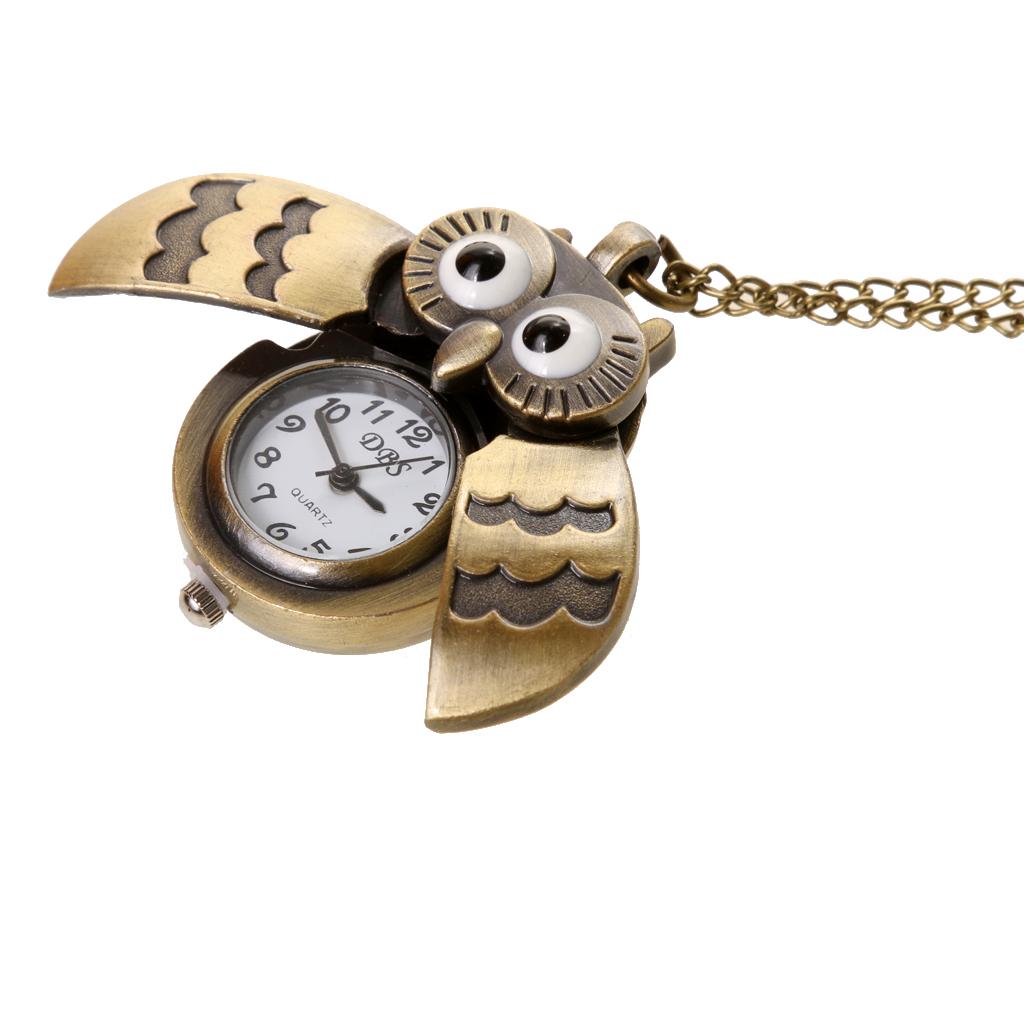 Cartoon Cute Owl Pocket Watch Double Open Electronic