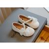 Girls' Leather Shoes Spring and Autumn New White Pearl Little Girls Baby Soft Sole Fashionable Children's Beanie Princess Shoes