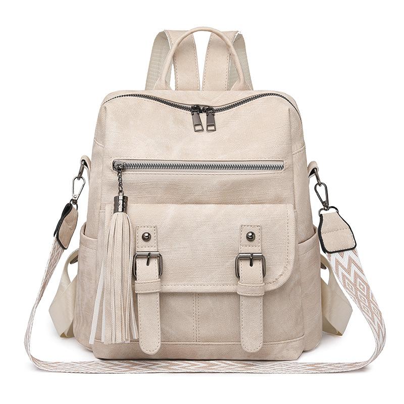 Vintage Ladies Backpack Premium Sense PU Soft Leather Shoulder Bag Large Capacity Commuter Multifunctional Backpack Women